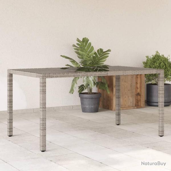 Table de jardin dessus en verre Gris 150x90x75cm R�sine tress�e