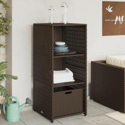 Armoire de rangement jardin marron 50x55x115 cm r&eacute;sine tress&eacute;e