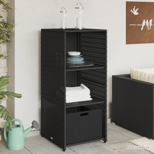 Armoire de rangement de jardin noir 50x55x115 cm r�sine tress�e
