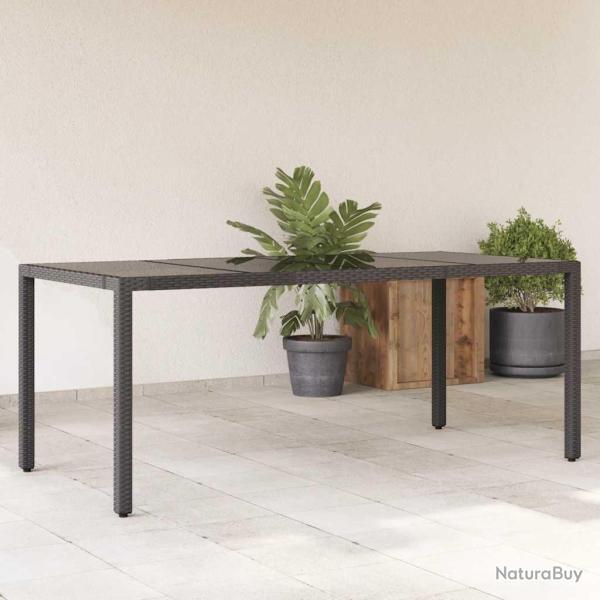 Table de jardin dessus en verre Noir 190x90x75cm R�sine tress�e