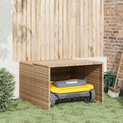 Garage pour robot tondeuse beige 86x90x52/57 cm r&eacute;sine tress&eacute;e
