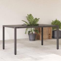 Table de jardin dessus en verre Noir 150x90x75cm R&eacute;sine tress&eacute;e