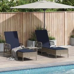 Transat 3 pcs Gris et bleu marine 200 x 55 x 92 cm polyrotin