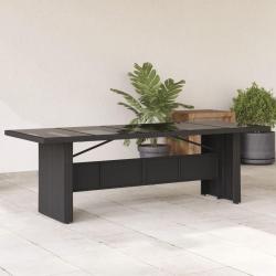 Table de jardin dessus en verre noir 240x90x75cm r&eacute;sine tress&eacute;e