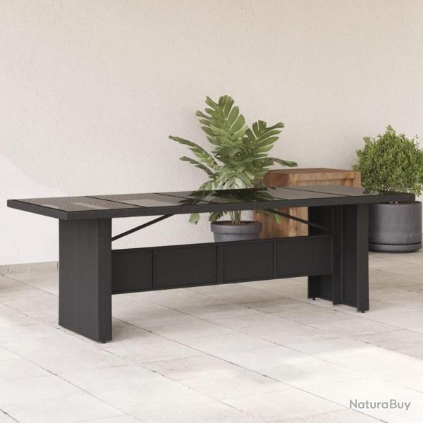 Table de jardin dessus en verre noir 240x90x75cm r�sine tress�e