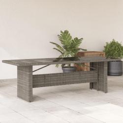Table de jardin dessus en verre Gris 240x90x75cm R&eacute;sine tress&eacute;e