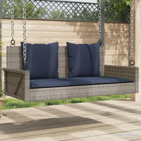 Banc � bascule avec coussins Gris 119 x 56 x 48 cm R�sine tress�e
