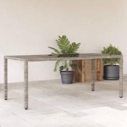 Table de jardin dessus en verre Gris 190x90x75cm R&eacute;sine tress&eacute;e
