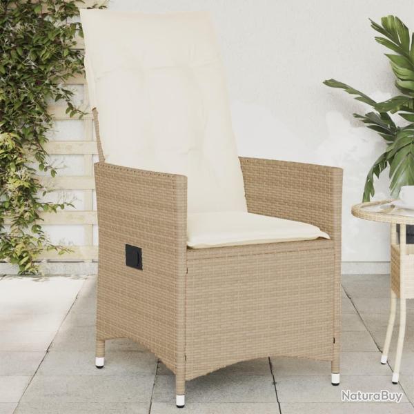 Chaise inclinable de jardin avec coussins beige r�sine tress�e