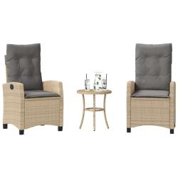 Ensemble de bistro 3 pcs coussins m&eacute;lange beige r&eacute;sine tress&eacute;e