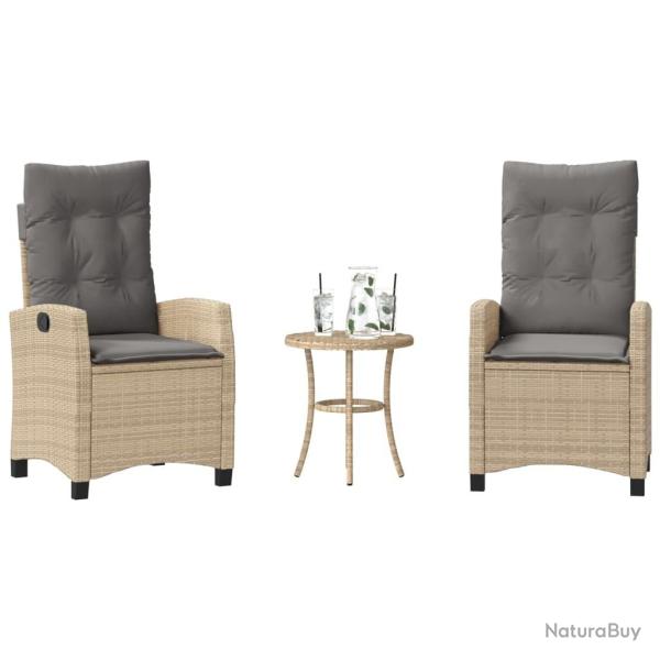 Ensemble de bistro 3 pcs coussins m�lange beige r�sine tress�e