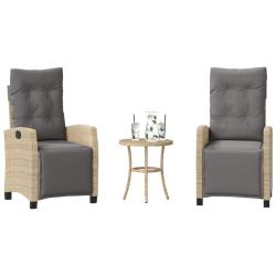 Ensemble de bistro 3 pcs coussins m&eacute;lange beige r&eacute;sine tress&eacute;e