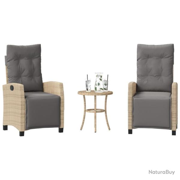 Ensemble de bistro 3 pcs coussins m�lange beige r�sine tress�e
