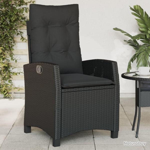 Chaise inclinable de jardin avec coussins noir r�sine tress�e