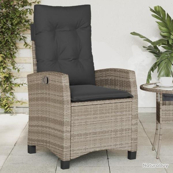 Chaise inclinable de jardin avec coussins gris r�sine tress�e