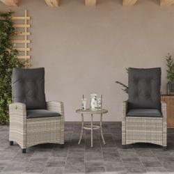 Chaises inclinables jardin lot de 2 et coussins r&eacute;sine tress&eacute;e