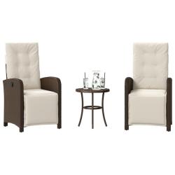 Ensemble de bistro 3 pcs avec coussins marron r&eacute;sine tress&eacute;e