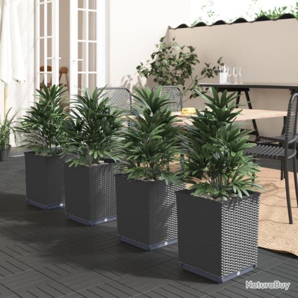 Jardini�res 4 pcs noir 30x30x37 cm polypropyl�ne