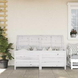 Bo&icirc;te de rangement jardin blanc 150x50x56,5cm bois massif sapin