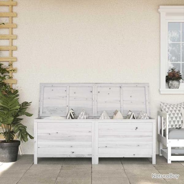 Bo�te de rangement jardin blanc 150x50x56,5cm bois massif sapin