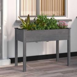 Jardini&egrave;re avec doublure gris 118x59x76 cm bois massif de sapin