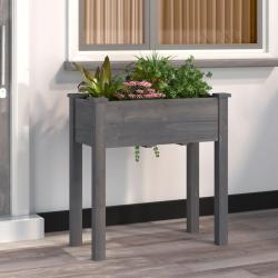 Jardini&egrave;re avec doublure gris 71x37x76 cm bois massif de sapin