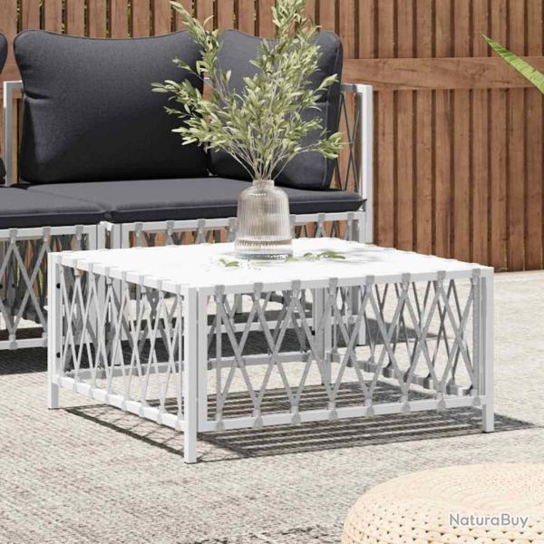 Table de jardin blanc 70x70x34 cm tissu tiss�