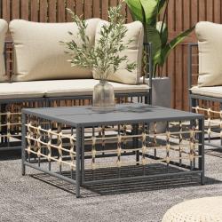 Table de jardin anthracite 70x70x34 cm r&eacute;sine tress&eacute;e