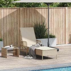 Transat Beige et blanc cr&egrave;me 200 x 55 x 92 cm polyrotin