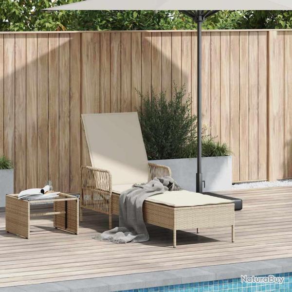 Transat Beige et blanc cr�me 200 x 55 x 92 cm polyrotin