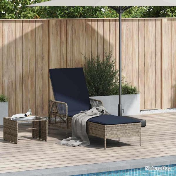 Transat Gris et bleu marine 200 x 55 x 92 cm polyrotin