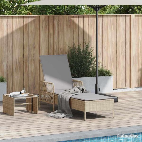 Transat Beige et Gris clair 200 x 55 x 92 cm polyrotin