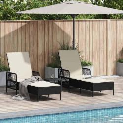 Transat 3 pcs Noir et blanc cr&egrave;me 55 x 200 x 92 cm polyrotin