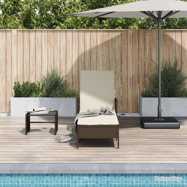 Transat Marron et cr�me blanche 55 x 200 x 92 cm polyrotin