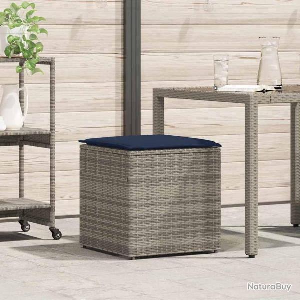 Bo�te � coussins avec stockage Gris 50 x 50 x 50 cm polyrotin