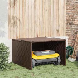 Garage pour robot tondeuse marron 86x90x52/57 cm r&eacute;sine tress&eacute;e