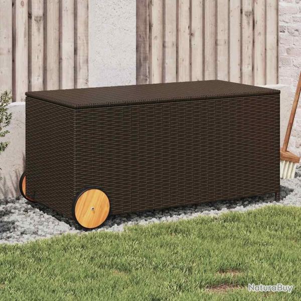 Bo�te de rangement de jardin et roues marron 190L poly rotin