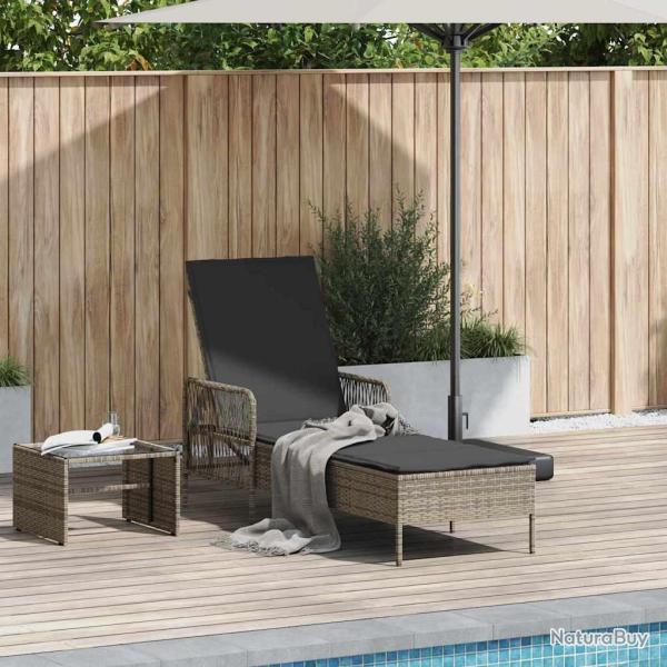 Transat Gris et Gris fonc� 200 x 55 x 92 cm polyrotin