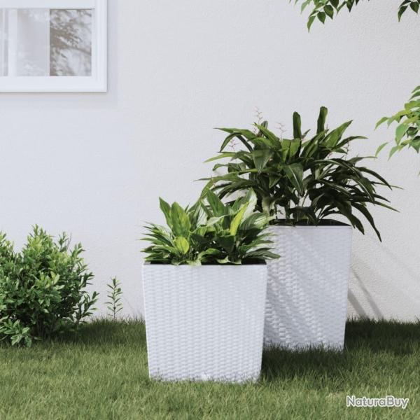 Jardini�re et int�rieur amovible blanc 21 /32 L rotin PP