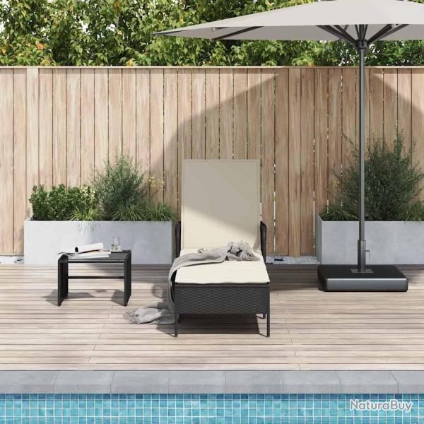 Transat Noir et blanc cr�me 55 x 200 x 92 cm polyrotin