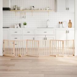 Barri&egrave;re pour chien avec porte pliable 6 panneaux 300 cm Bois de peuplier