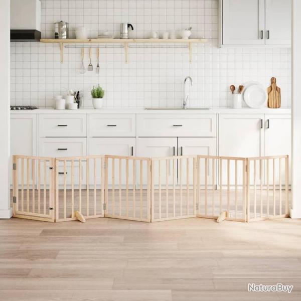 Barri�re pour chien avec porte pliable 6 panneaux 300 cm Bois de peuplier