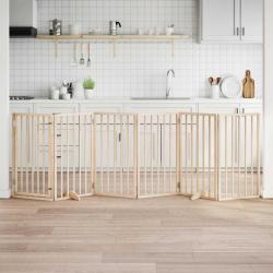 Barri&egrave;re pour chien avec porte pliable 6 panneaux 300 cm Bois de peuplier