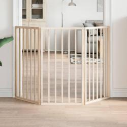 Barri&egrave;re pour chien pliable &agrave; 3 panneaux 150 cm Bois de peuplier