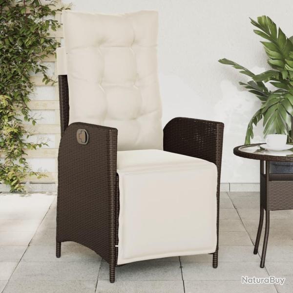 Chaise inclinable de jardin repose-pied marron r�sine tress�e