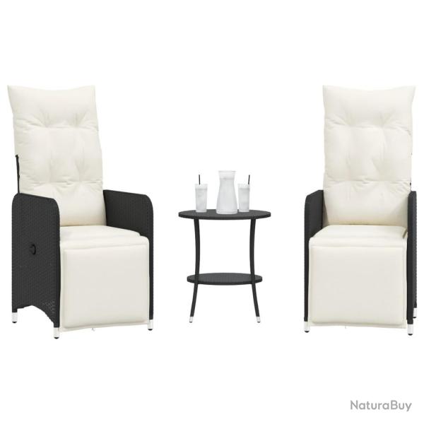Chaises inclinables de jardin lot de 2 et table r�sine tress�e