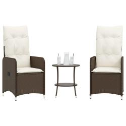 Chaises de jardin inclinables lot de 2 et table r&eacute;sine tress&eacute;e