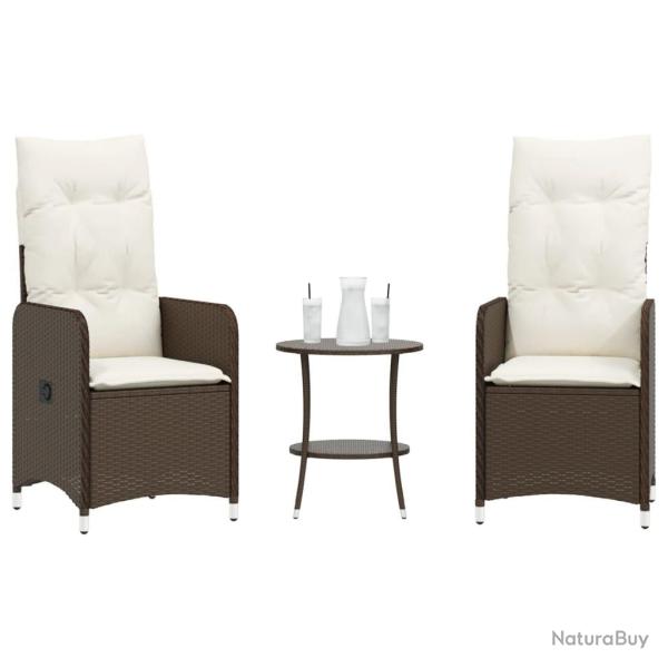 Chaises de jardin inclinables lot de 2 et table r�sine tress�e