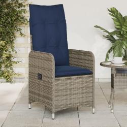 Lot de 2 chaises de jardin inclinables avec coussins en r&eacute;sine tress&eacute;e grise