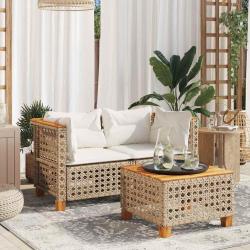 Canap&eacute;s d'angle de jardin et coussins 2pcs beige r&eacute;sine tress&eacute;e